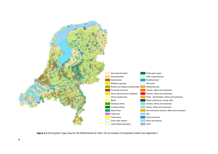 Afbeelding kaart van Nederland met verschillende eigenschappen natuurlijk kapitaal